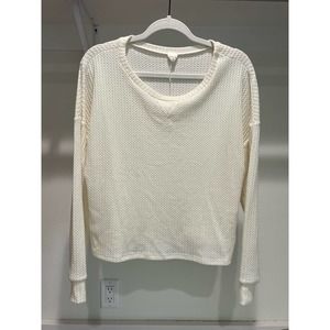 Studio Ka LA Women's Henley Crop Cream White‎ Size Large